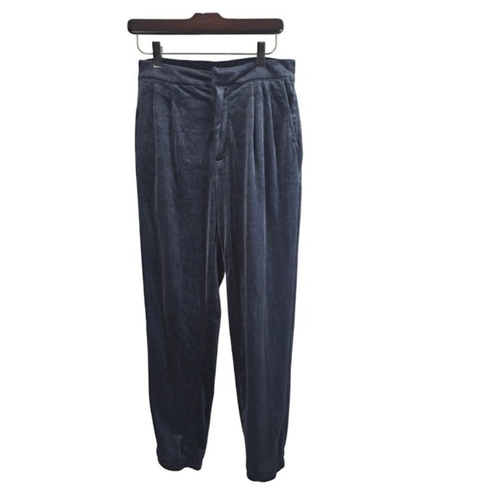 Gap Crushed‎ Velvet Pants 2 Womens Blue Super Soft Cuffed Pockets Stretchy